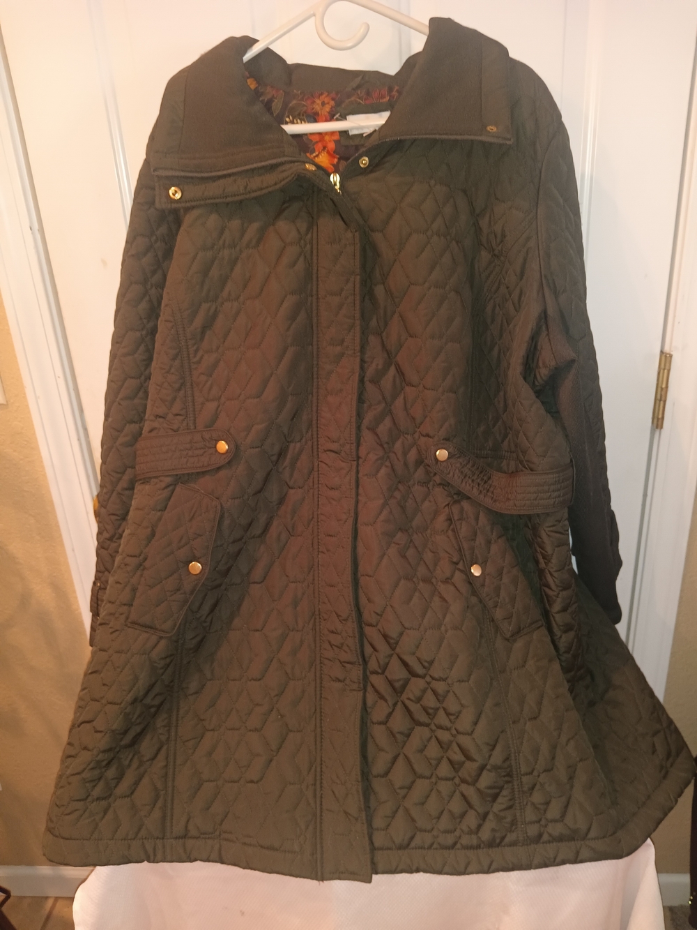 Avenue Quilted Olive Green Macy's Puffer Coat